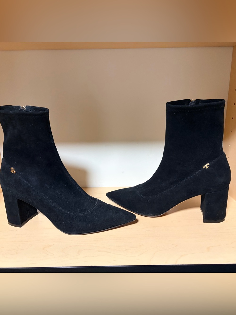 Tory Burch Black Suede Pointed Toe Ankle Boots